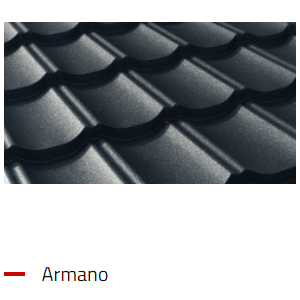 Modulinė čerpė Armano 0,5mm 700 x 1205( Vokietija ArcerolMittal) įv.spalvos, GARANTIJA IKI 50M.